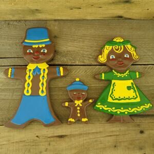 Vintage 60s Arners Gingerbread Family Wall Hangings